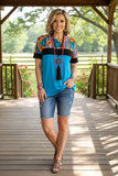Western snake/leopard & sunflower turquoise women's boutique top BQ10627 (DS8)