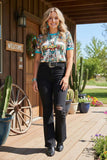 Thunder bird multi color printed short sleeve women t-shirt XCH12098 GS12