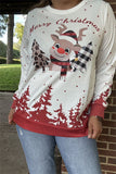 BQ15772 "Merry Christmas"words &Christmas holiday graphic multi color printed long sleeve women tops