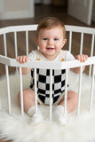 Checkered knitted adjustable sweater infant baby onesies 250933M A14S3