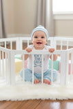 NEW TO THE CREW embroidery romper & pant & hat 3pc baby sets 2601010M