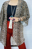 FW13037 Sheer Leopard printed slit side long sleeves  women cardigan (AS6)