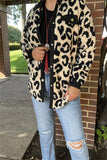 BQ15490 Black/beige leopard w/front pockets&buttons long sleeve women coats/jackets wholesale