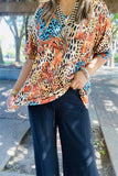 XCH15732 Paisley&leopard multi color printed short sleeve women blouse