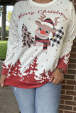 BQ15772 "Merry Christmas"words &Christmas holiday graphic multi color printed long sleeve women tops