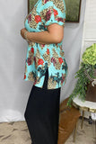 Women's t shirt wholesale horse riding cactus & leopard printed short sleeves BQ1024 (CS4)