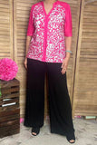 Shop women's boutique clothing Fuchsia paisley prints & half sleeves top BQ16060 FS4