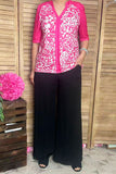 Shop women's boutique clothing Fuchsia paisley prints & half sleeves top BQ16060 FS4