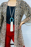 FW13037 Sheer Leopard printed slit side long sleeves  women cardigan (AS6)