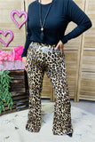 BQ15729 Black/brown leopard printed pants w/black tops 2pcs women sets