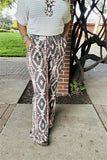 GJQ15654 Aztec multi color printed tighten/long bell bottom women pants