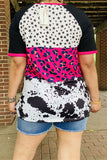 Women t-shirt wholesale Star & Leopard & Cow printed short sleeves tops XCH14275 (FS9)