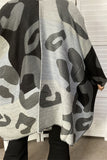 LW11398 Leopard grey & black color block women shawl