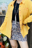 XCH15255 Yellow solid color w/front pockets w/buttons long sleeve women shirt