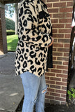 BQ15490 Black/beige leopard w/front pockets&buttons long sleeve women coats/jackets wholesale