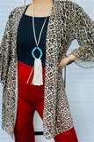 FW13037 Sheer Leopard printed slit side long sleeves  women cardigan (AS6)