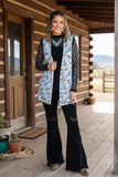 Southern Stitck Floral printed sleeveless split vest BQ4847 (Dfloor)