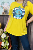 DLH9900 HELLO Pumpkin printed short sleeve ginger women t-shirt IS7