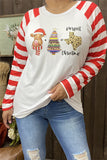 DLH8412  Perfect Christmas red striped long sleeve printed women t-shirt IS8