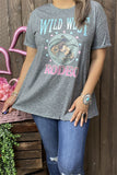 XCH14272 "WILD WEST RODEO"Western short sleeve gray women tops( CS10)