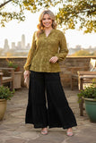 Western olive green burnout floral women's boutique top Southern Stitch GJQ17505 CS10