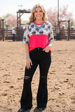 Mouths leopard multi printed block red short sleeves women tops FW9820 (ES8)