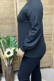 BQ15722-1 Wholesale Black long sleeve w/tighten cuff women tops