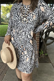 BQ15488 Multi color leopard printed w/side pockets long sleeve women dresses