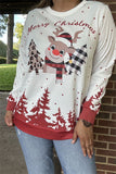 BQ15772 "Merry Christmas"words &Christmas holiday graphic multi color printed long sleeve women tops