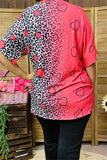 XCH14525 Western LOVE hearts &leopard multi color printed short sleeve women top