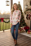 Western Christmas santa pink sweatshirt women's boutique top Southern Stitch GJQ17303 DS12