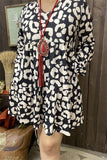 GJQ15311 Leopard printed long sleeve wholesale women dresses w/side pockets