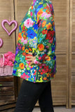 XCH15694 Multi color floral printed long sleeve women tops