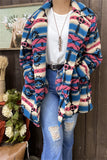 DLH14505 Aztec printed winter long sleeve woolen women coat w/pockets wholesale