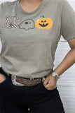 DLH9479 BOO Halloween printed short sleeve gray women t-shirt HS2