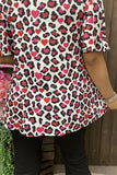 XCH14606 LOVE leopard multi color printed short sleeve women top/T-shirt