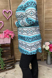 XCH15895 Aztec&leopard multi color printed long sleeve women cardigan