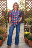 Western floral print short sleeve women's boutique top Southern Stitch GJQ17633(CS2)