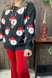 MY15294 Santa Claus for Christmas knitted black long sleeve women sweater wholesale for winter