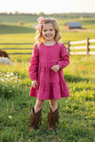 Hot pink floral lace long sleeve girls dress XCH03001 (A2S9)