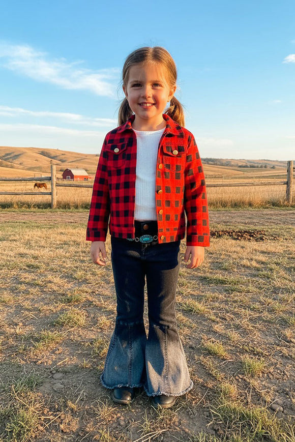 Teenage Denim checkered short style girls jacket for age 11years DLH2584 (A11S5) A15S2