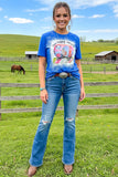 "One happy camper"blueshort sleeves women top HS1 FS5 XCH14774