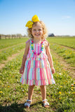 Spring & Summer Mint & Pink & Yellow serape printed spaghetti girls dress XCH03009 A2S1