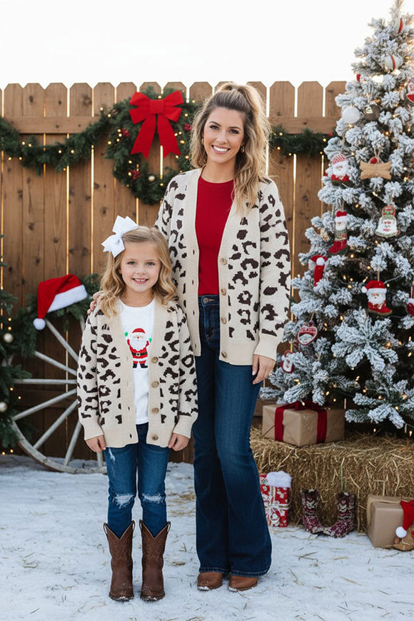 Leopard open style long sleeve girls sweater 230145M A15S3