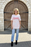 "Jesus is my valentine" pink leopard printed short sleeve women top XCH14682