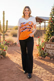 White & Orange camo color block short sleeve women top BQ8426 ES9