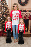 Mom and me Christmas printed long sleeve raglan women tops BQ15651 BS5