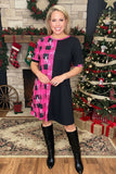 Western half pink plaid & horse riding & black women dress XCH14543 IS10/Afloor