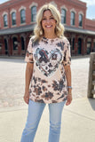 Valentine Leopard & heart printed short sleeve women tops DLH13881 C12