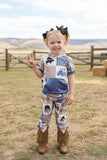 FARM LIFE color block multi print short sleeve hoodie & pants girl set 11862MZ (A1S9)/CLE